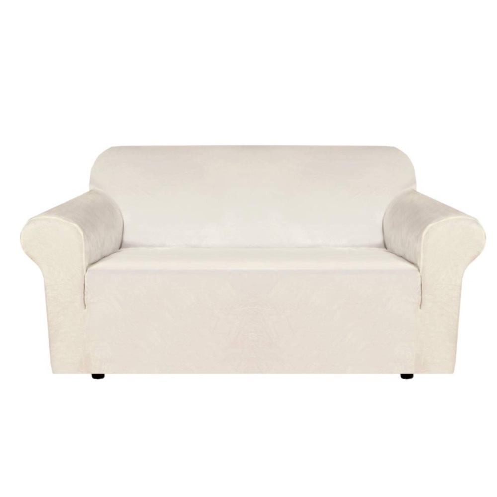 Elegant Stretch Velvet Cream Sofa Cover 58-72”